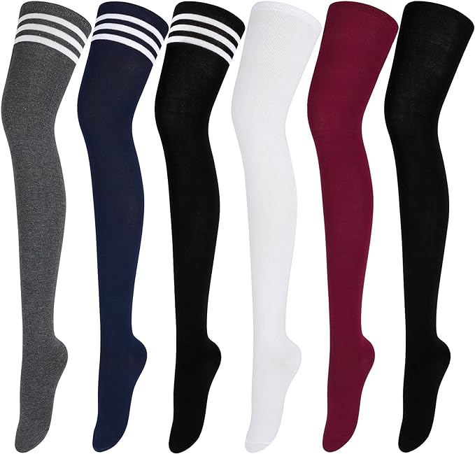 Aneco 6 Pairs Extra Long Socks Long Boot Stockings Thigh High Socks for Women Lady Lighthouse