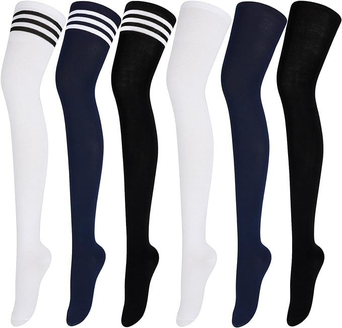 Aneco 6 Pairs Extra Long Socks Long Boot Stockings Thigh High Socks for Women Lady Lighthouse