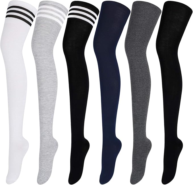 Aneco 6 Pairs Extra Long Socks Long Boot Stockings Thigh High Socks for Women Lady Lighthouse