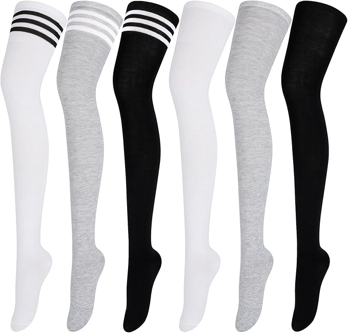 Aneco 6 Pairs Extra Long Socks Long Boot Stockings Thigh High Socks for Women Lady Lighthouse