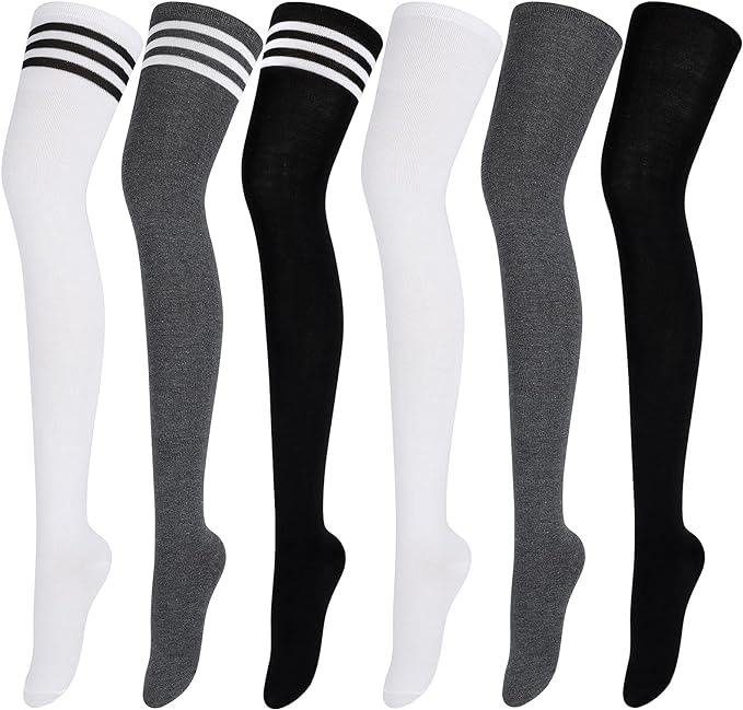 Aneco 6 Pairs Extra Long Socks Long Boot Stockings Thigh High Socks for Women Lady Lighthouse