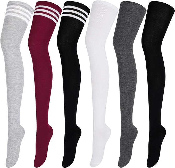 Aneco 6 Pairs Extra Long Socks Long Boot Stockings Thigh High Socks for Women Lady Lighthouse