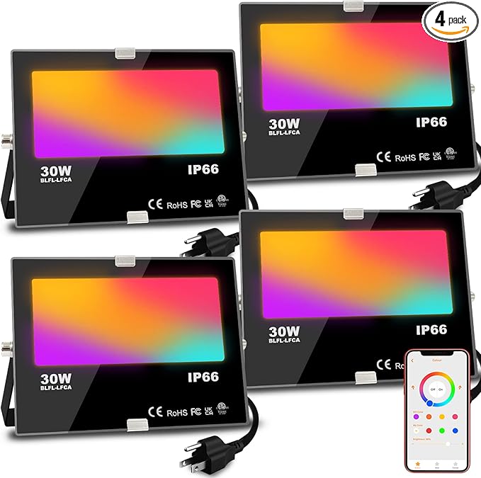 Bluetooth LED Flood Light - App-Controlled, Color-Changing with DIY Modes Lady Lighthouse