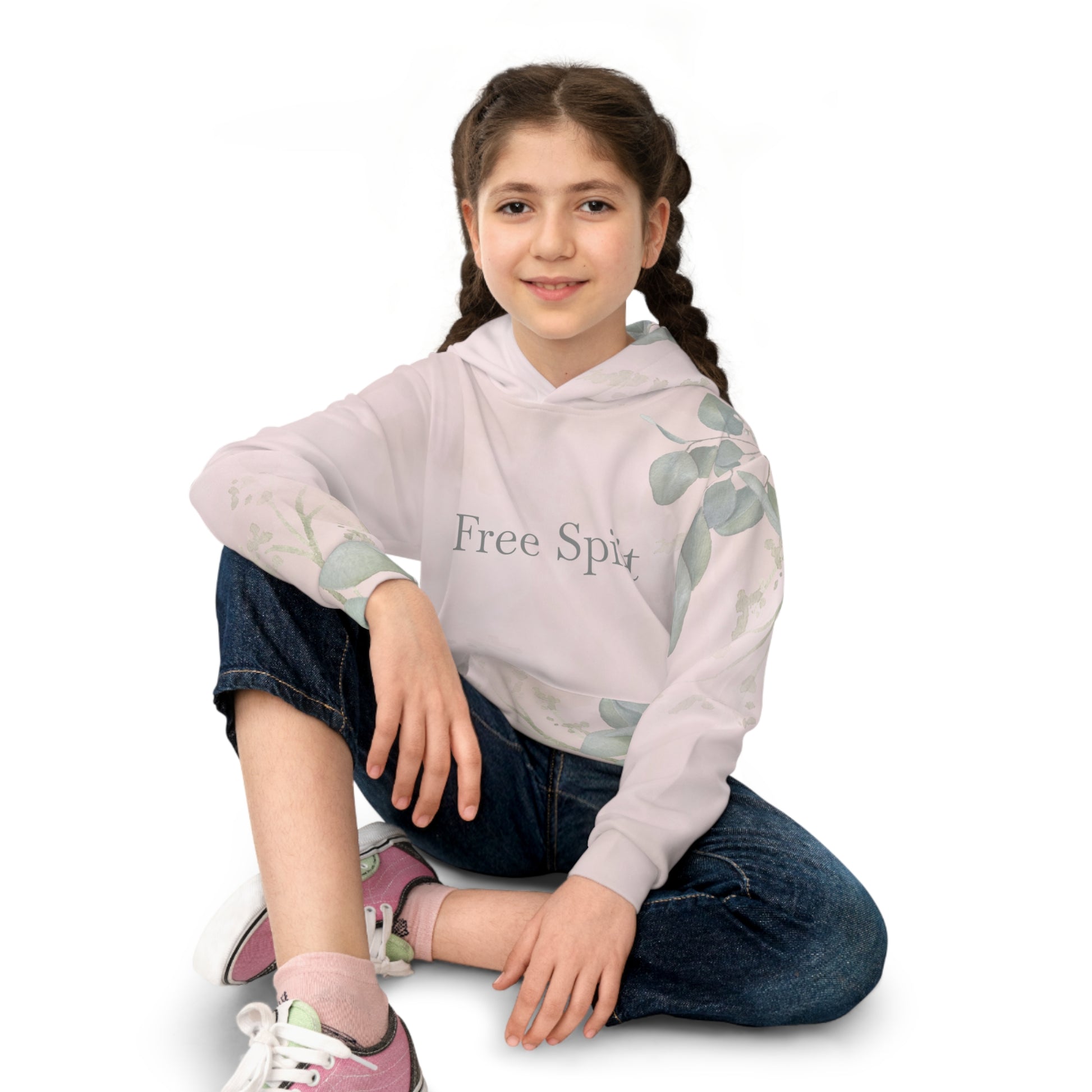 Free Spirit Children's Hoodie - Pastel Floral Design for Young Dreamers 2XS - Lady Lighthouse