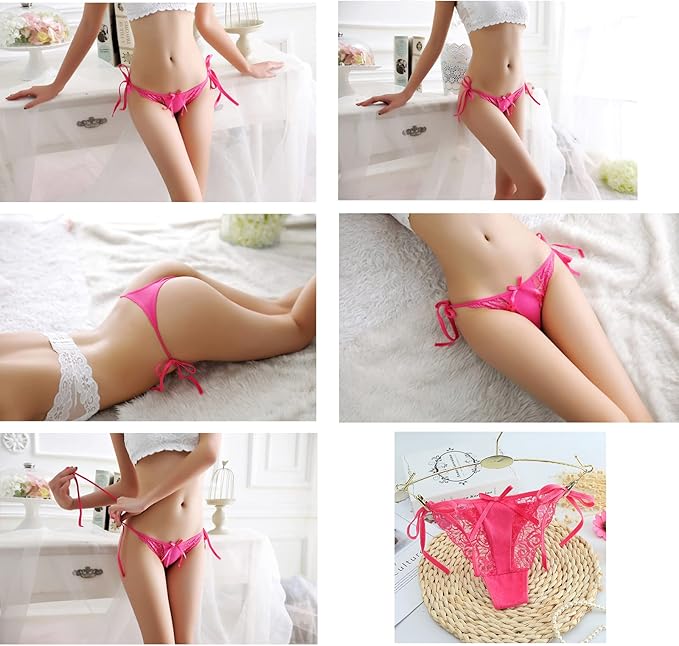 G String Thongs for Women Adjusted Side Tie Panties Lace Seamless Thong Solid Color Lady Lighthouse