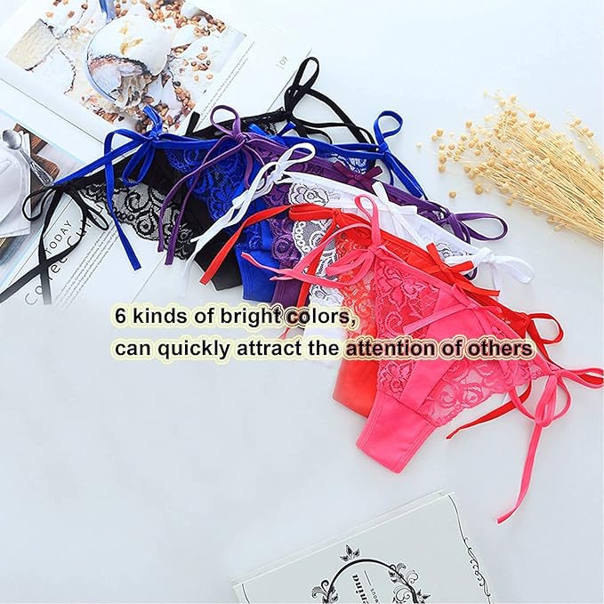 G String Thongs for Women Adjusted Side Tie Panties Lace Seamless Thong Solid Color Lady Lighthouse