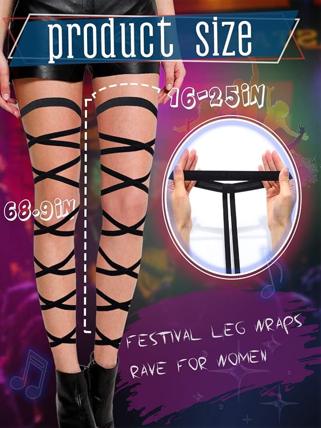 Leg Wraps Rave Elastic Leg Straps Rave Party Garter Cross Bandage Music Festivals Costume for Women Lady Lighthouse