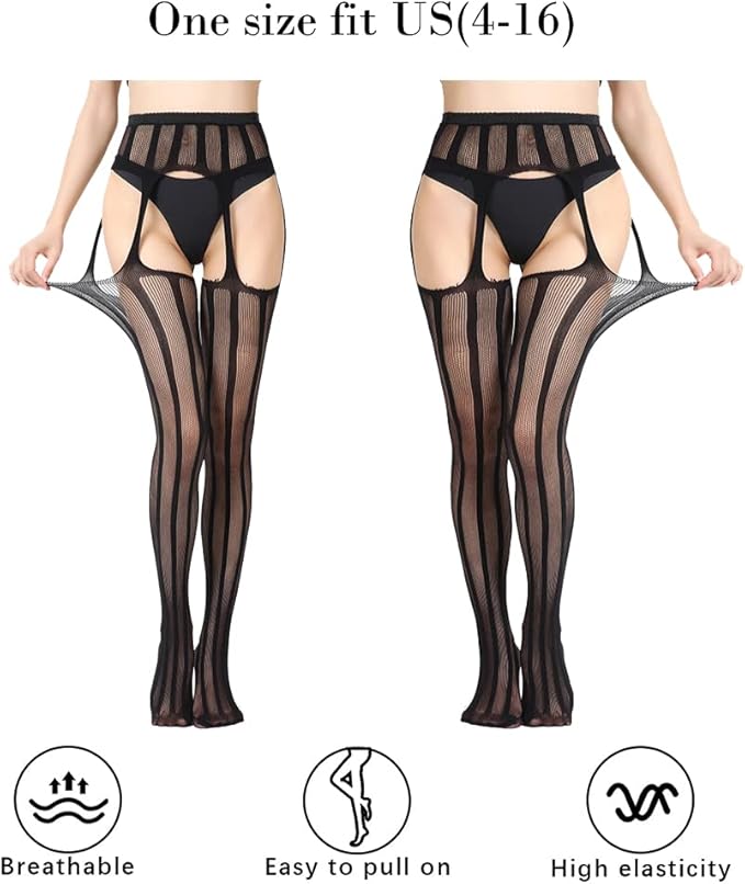 Women's Garter Fishnet Tights Stockings High Waisted Suspender Pantyhose Lady Lighthouse