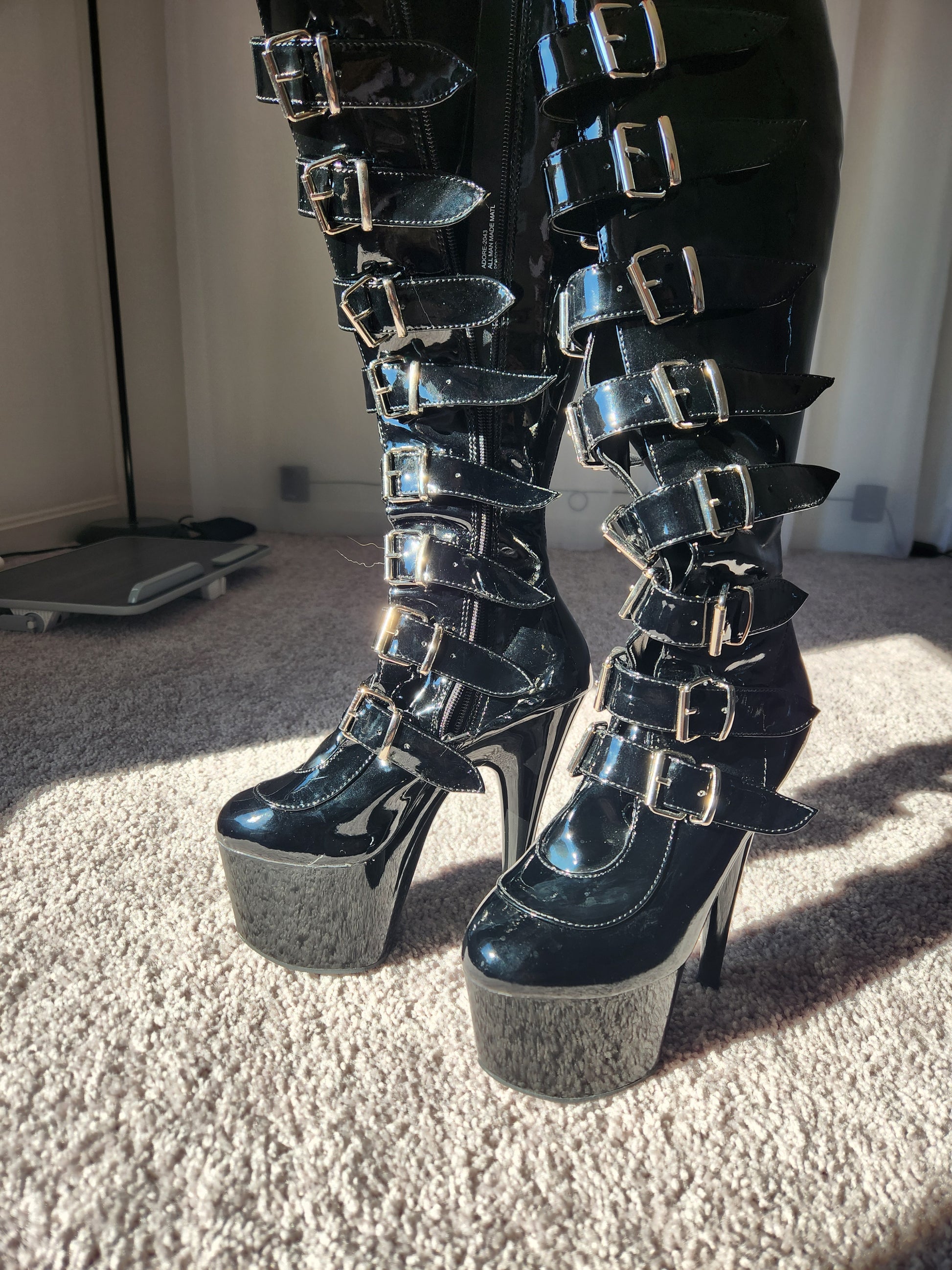 black strappy leather pleaser shoes lady lighthouse